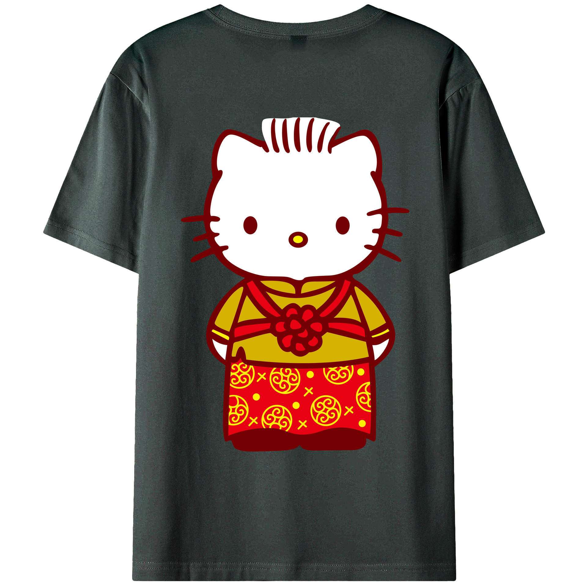 （画像用） Hello Kitty ハローキティ 綿100％ メンズ半袖Tシャツ（バックプリント） 通気性
